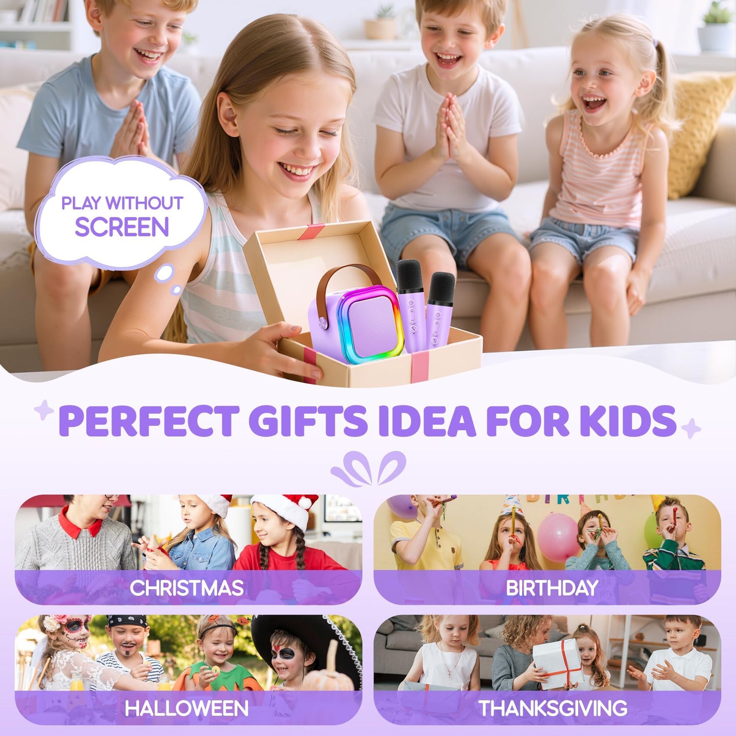 IROO Mini Karaoke Machine for Kids, 2026 TOP Toys Birthday Gifts Ideas for Girls Ages 4, 5, 6, 7, 8, 9, 10, 12+ Years Old, Portable MP3 Player with 2 Wireless Mics for Family Home Party