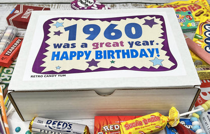 RETRO CANDY YUM ~ 1960 66th Birthday Gift Box Nostalgic Candy Mix from Childhood for 66 Year Old Man or Woman Born 1960 Jr