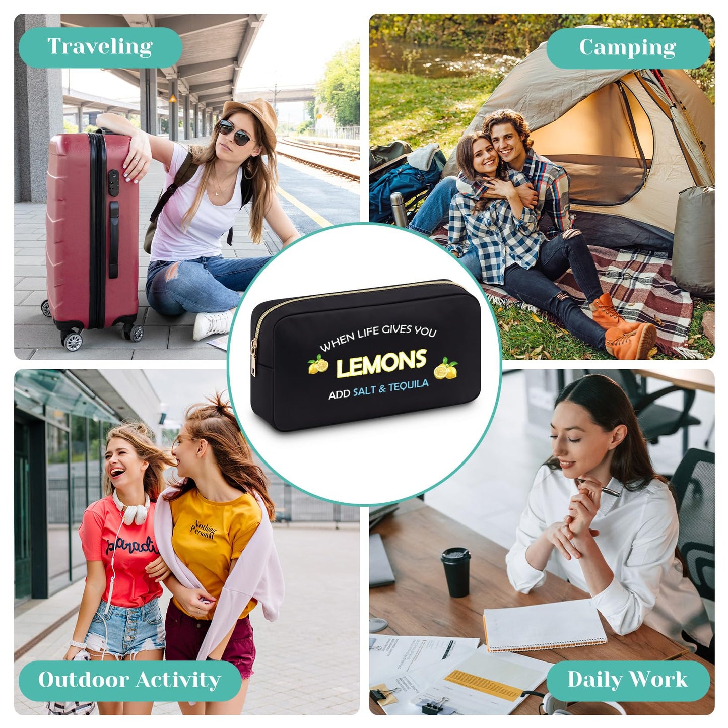 Lemon Gifts Lemon Lover Gift for Women Lemon Makeup Bag Fruit Zipper Pouch Bag Funny Cosmetic Bag Travel Toiletry Bag for Women Fruit Lover Best Friend Bestie Birthday Friendship Christmas