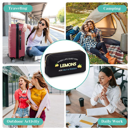 Lemon Gifts Lemon Lover Gift for Women Lemon Makeup Bag Fruit Zipper Pouch Bag Funny Cosmetic Bag Travel Toiletry Bag for Women Fruit Lover Best Friend Bestie Birthday Friendship Christmas