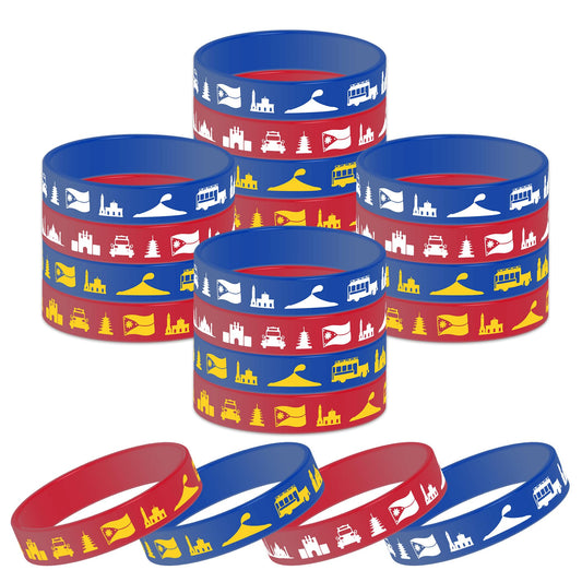 CupaPlay Philippines Filipino Rubber Bracelets 24PCS Silicone Wristbands Carnival Flags Themed Party Favors and Supplies Decorations Filipino National Day Country Independence Day Celebrations