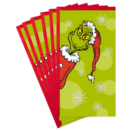 Hallmark Pack of Christmas Money or Gift Card Holders, The Grinch (6 Holiday Cards with Envelopes)