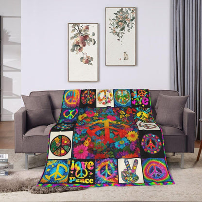 Peace Throw Blanket Soft Cozy Warm Blanket Women Men 60"X50" Throw for Couch Bedroom Home Decor