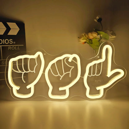 ASL Neon Sign for Wall Decor Sign Language Neon Light Sign ASL Dimmable Teacher Led Sign for Teacher ASL Gifts Back To School Light Up Sign for Background Classroom Bedroom Home Office