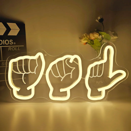 ASL Neon Sign for Wall Decor Sign Language Neon Light Sign ASL Dimmable Teacher Led Sign for Teacher ASL Gifts Back To School Light Up Sign for Background Classroom Bedroom Home Office