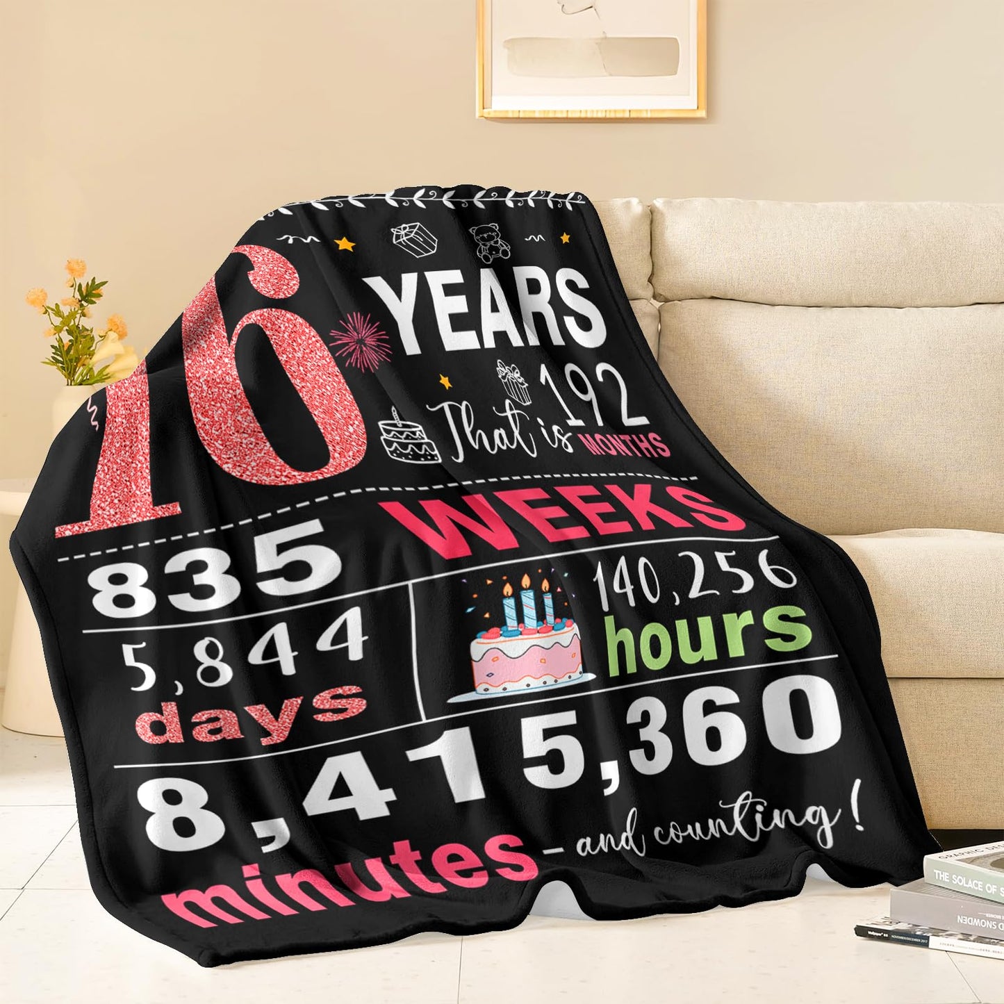 Sweet 16 Gifts for Girls - 16th Birthday Gifts for Girls - 16 Year Old Girl Gift - 16th Birthday Decorations for Girl - Sixteen Bday Gift for Daughter Granddaughter Niece Sister Ideas Blanket 50"x60"