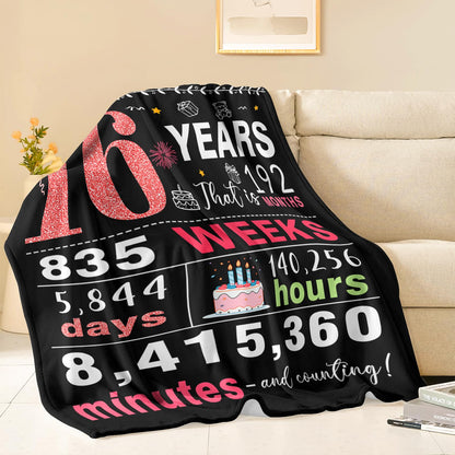 Sweet 16 Gifts for Girls - 16th Birthday Gifts for Girls - 16 Year Old Girl Gift - 16th Birthday Decorations for Girl - Sixteen Bday Gift for Daughter Granddaughter Niece Sister Ideas Blanket 50"x60"