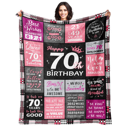 Sruemiul 70th Birthday Gifts for Women - 70th Birthday Decorations for Women - 70 Year Old Birthday Gifts - Happy 70th Birthday Gift Ideas for 70 Year Old Woman - 1956 & 70th Birthday Blanket 50"x60"