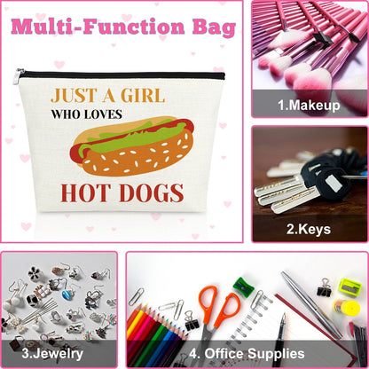 Mxrymvu Hot Dog Gifts for Women Makeup Bag Funny Hot Dogs Cosmetic Bag Food Lover Gift Christmas Birthday Present for Friend Sister Makeup Zipper Pouch