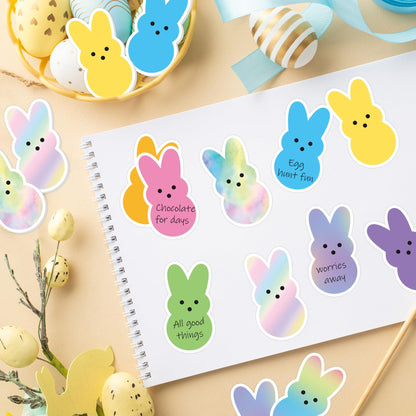 Xqumoi 30 Pack Easter Bunny Sticky Notes - Colorful Candy Bunny Self Sticky Notepads Easter Rabbit Writing Memo Pads for School Class Office Supplies Holiday Gift Party Favors Goodies Bag Fillers