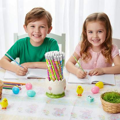 Xqumoi 60Pcs Easter Religious Pencils with Eraser - He is Risen Christian #2 HB Pencils, Sunday School Classroom Student Rewards Office Supply Holiday Gift Goodie Bag Fillers Stuffers Party Favors