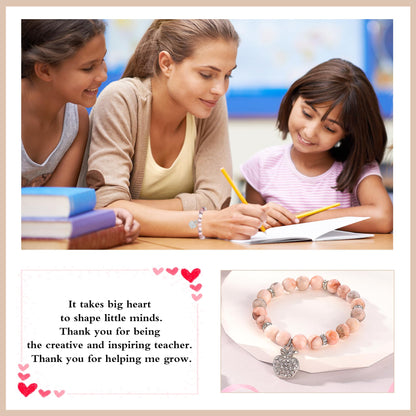 U-Zomir Teacher Appreciation Gifts for Women, Teacher Gifts Natural Stone Bracelet with Message Card for Appreciation Week Christmas Valentines from Student