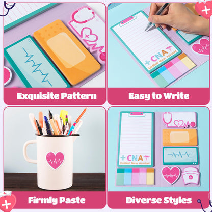 B1ykin Cute Sticky Notes Set - Because Even Nurses Need Heroes Self-Stick Notes Pad, 550 Sheets Writing Memo Pages Sticky Notepad for Teacher Appreciation Gift, School Office Party Supplies (CNA)