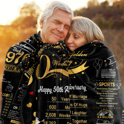 elseven 50th Anniversary Wedding Gift 50th Wedding for Her 50 Year Anniversary for Couples Wife Husband Best Anniversary Blanket Present Throw Blanket 50x60 Inch, Golden