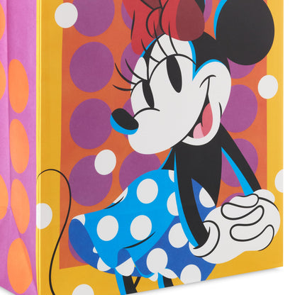 Birthday Hallmark Disney 13" Large Gift Bag with Tissue Paper (Minnie Mouse, Yellow and Orange with Pink Polka Dots), Kids, Adults, Fans