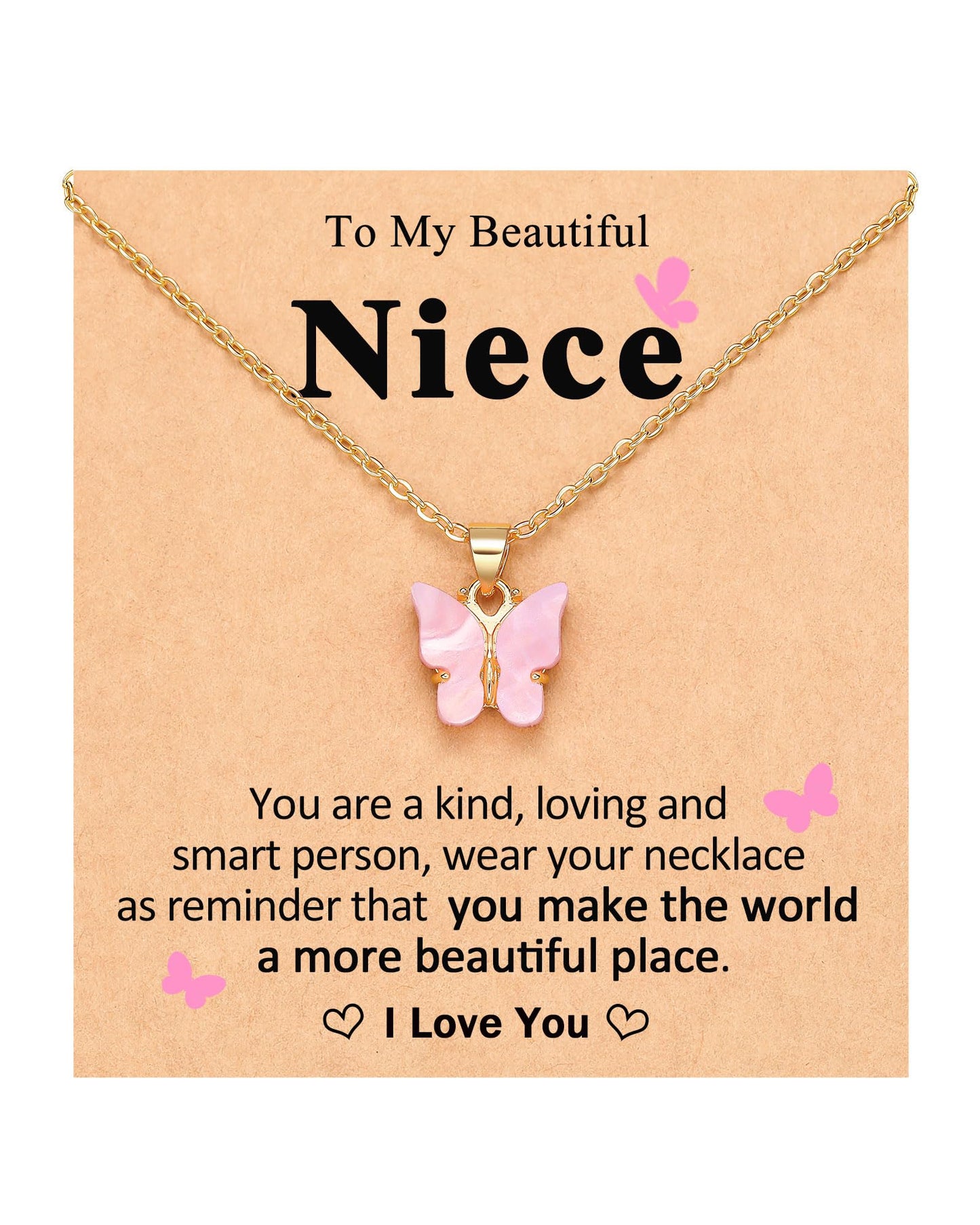 Beautiful Butterfly Necklace – Jewelry for Granddaughter, Daughter, Niece from Mom or Grandma for Birthday, Christmas, Valentines and Graduation