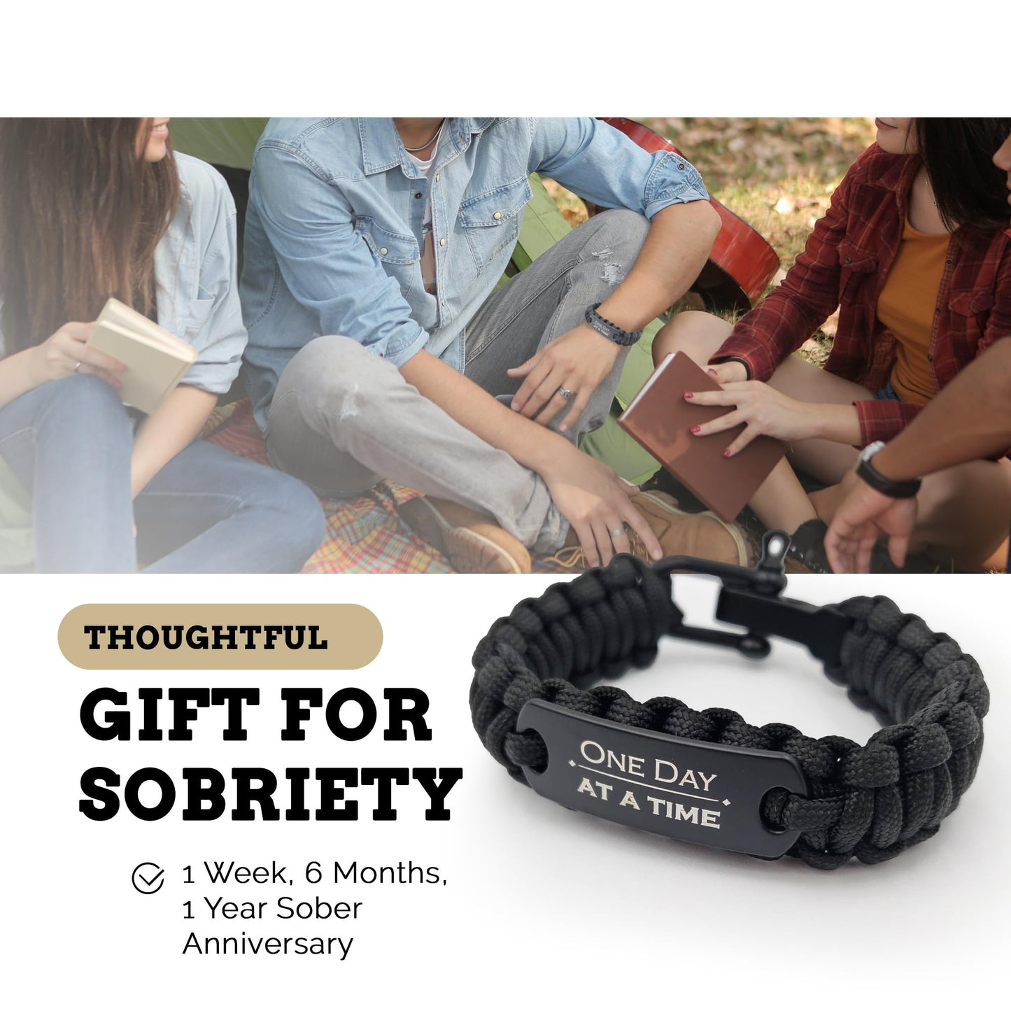 Sobriety Gifts for Men, One Day at a Time, Sober Gifts for Men, 1 Year Sobriety Gifts, Sobriety Bracelet for Men, Motivational Bracelets, Sobriety Gifts, One Year Sober Gifts for Men