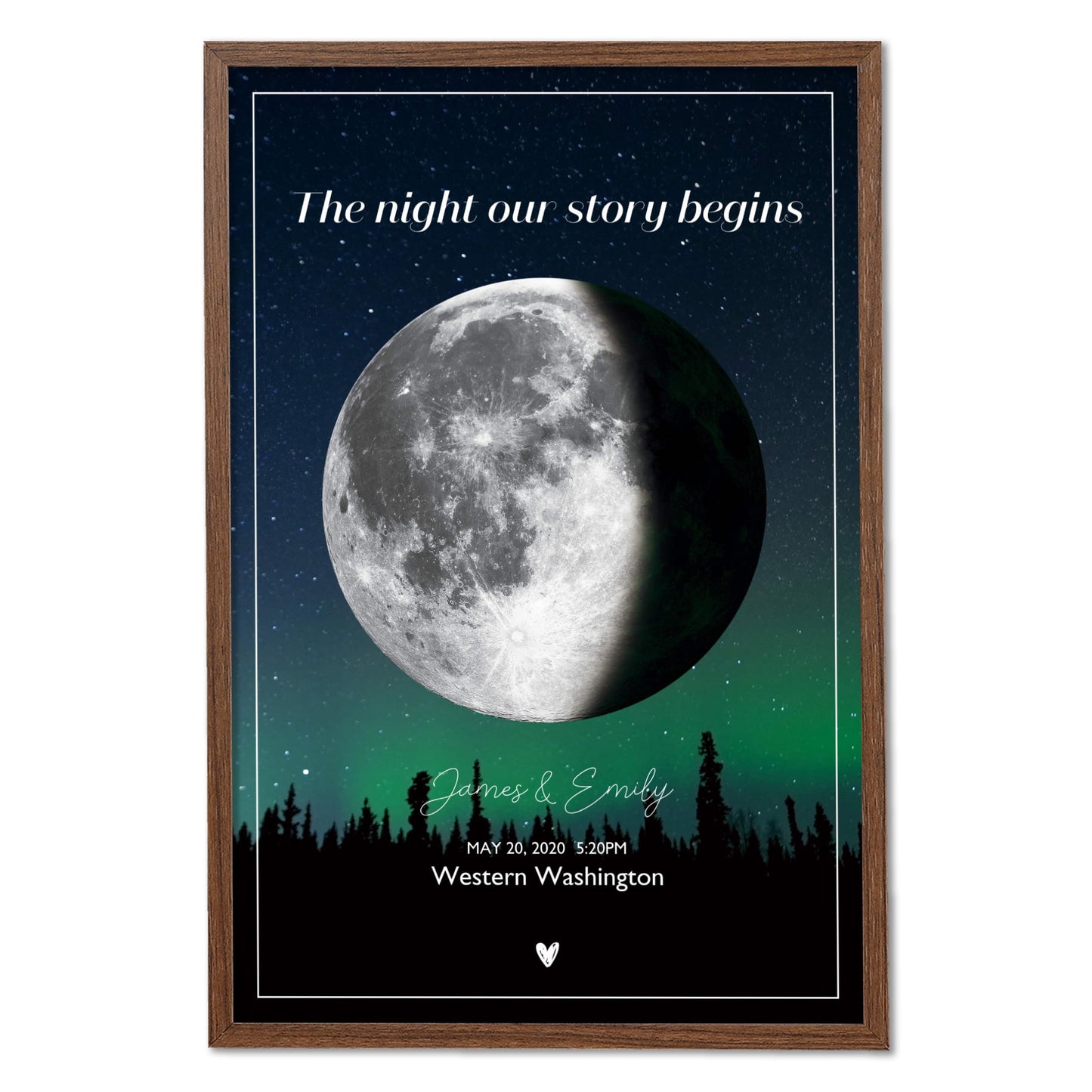 Custom Moon Phase Poster – Personalized Moon Gift for Mom, Dad, Wife, or Partner – Anniversary, Birthday or Wedding Night Sky Print – Unique Celestial Wall Art for Home Décor (Moon Phase Style 04)