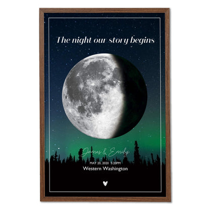 Custom Moon Phase Poster – Personalized Moon Gift for Mom, Dad, Wife, or Partner – Anniversary, Birthday or Wedding Night Sky Print – Unique Celestial Wall Art for Home Décor (Moon Phase Style 04)