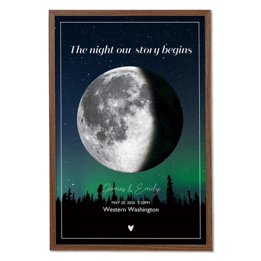 Custom Moon Phase Poster – Personalized Moon Gift for Mom, Dad, Wife, or Partner – Anniversary, Birthday or Wedding Night Sky Print – Unique Celestial Wall Art for Home Décor (Moon Phase Style 04)