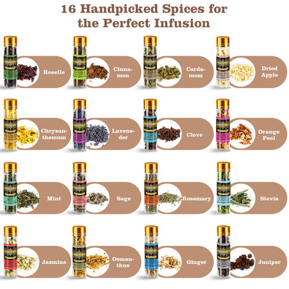 DIY Alcohol Infusion Kit, for Men – 16 Natural Spices for Whiskey, Rum, Vodka & Cocktails, Unique Gift for Birthday/Husband/Dad/Retirement