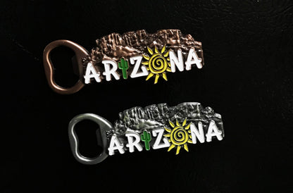 Sonoran Souvenirs Arizona Enamel Bronze Bottle Opener Magnet - Decorative Metal Refrigerator Magnet Southwest Beer Lover Gift Idea Arizona Father's Day Gift - Arizona Souvenir Saguaro Cactus