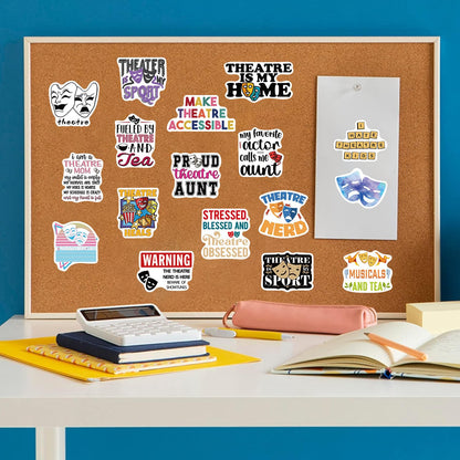 50 PCS Theatre Stickers,Aesthetic Waterproof Vinyl Stickers,Theatre Gifts-Drama Party Supplies-Gift for Water Bottle,Laptop,Phone,Skateboard Sticker for Teens Girls Kids Women&Men(Theatre)