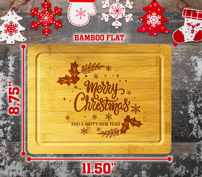 Christmas Themed Wood Cutting Board - Unique Christmas 2024 Gift For Kitchen - Decorative Christmas Serving Tray