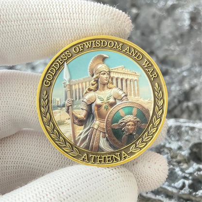 Athena Challenge Coin - Goddess of Wisdom & War Commemorative Medallion, Ancient Greek Design, Protector of The City, Inspirational Gift for Collectors