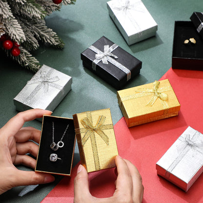 Kenning 36 Pcs Jewelry Gift Boxes Set Small Gift Boxes Bulk with Lids, 2 x 3.1 x 1.1 Inches, Mother 's Day Ribbon Bowknot for Rings Earrings Bracelet Necklace for Wedding Birthday Mother's Day