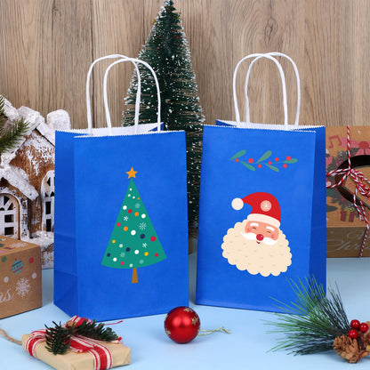 OUTUXED 25pcs 5.25x3.2x8in Blue Paper Bags, Small Blue Gift Bags with Handles Bulk for Shopping, Wedding, Merchandise, Birthday, Business