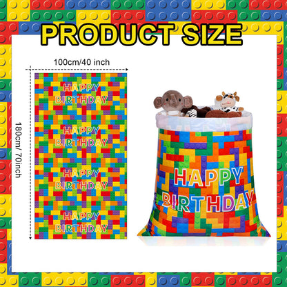 Ctosree 2 Pcs 70" x 40" Extra Large Jumbo Gift Bag Building Block Plastic Giant Gift Bags Oversized Gift Wrapping Bags with 2 Rolls Ribbons for Birthday Party Baby Shower Favor Holiday Supplies