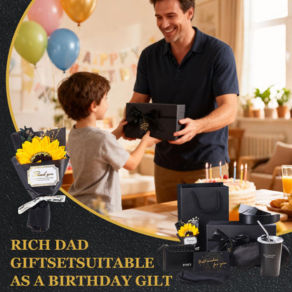 9-piece birthday gift set, men's gift basket, father's gift box, suitable for men. (Black)