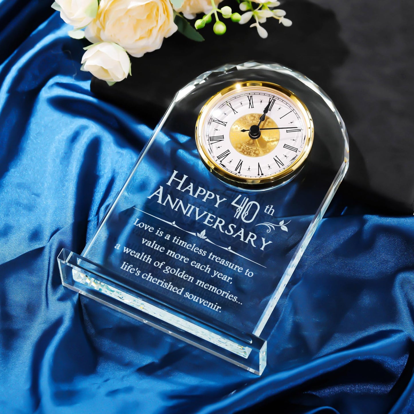 YWHL 40th Wedding Anniversary Clock Gifts for Husband Wife, Happy 40th Anniversary Clock for Parents, 40 Year Anniversary Surprise Gifts for Couple (Battery not Included)