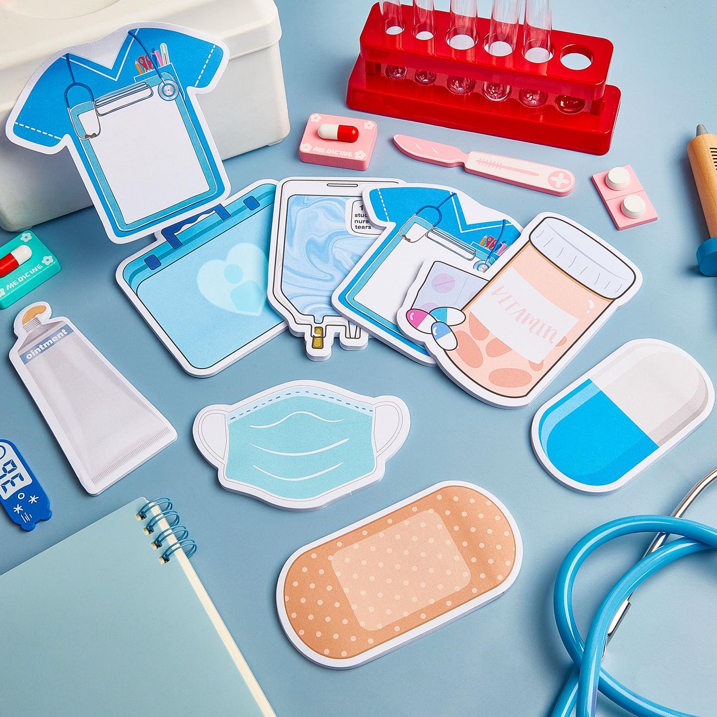 8 Pack Mini Funny Nurse Sticky Notes Nursing Student Essentials School Gifts Stationary Sticky Notes Booklet Self Stick Pads for Hospital School Supplies