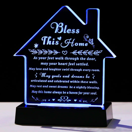 House Warming Gifts New Home Crystal Bless This Home Plaque with Colorful Base Best House Warming Gifts 2025 Unique Housewarming Decor for Women Men Couple Friend