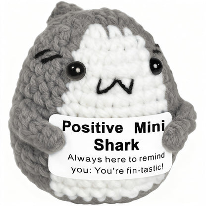Positive Animals Shark Gifts, Crochet Birthday Gift for Shark Lovers Women Men, Emotional Inspirational Motivational Encouragement Valentines Present Gift Grey