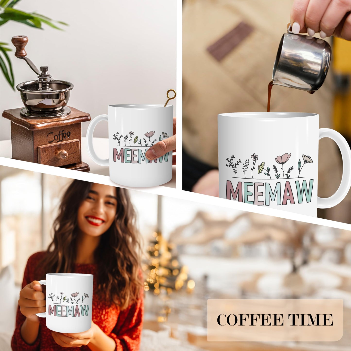 Meemaw Coffee Mug,Meemaw Gifts,Funny Tea Mugs,Birthday Christmas Gifts for Meemaw,Color Meemaw Coffee Mug 11Oz