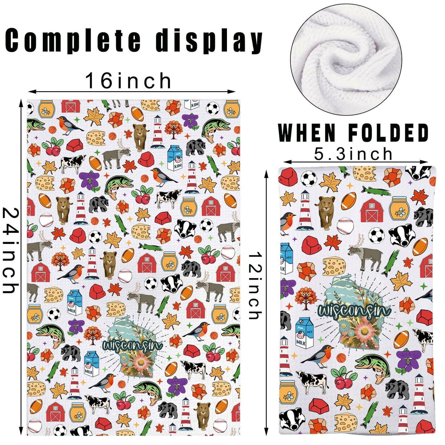 JNIAP Wisconsin Kitchen Towel Wisconsin Souvenirs and Gifts State of Wisconsin Gifts Wisconsin Dish Towel (Wisconsin kt)