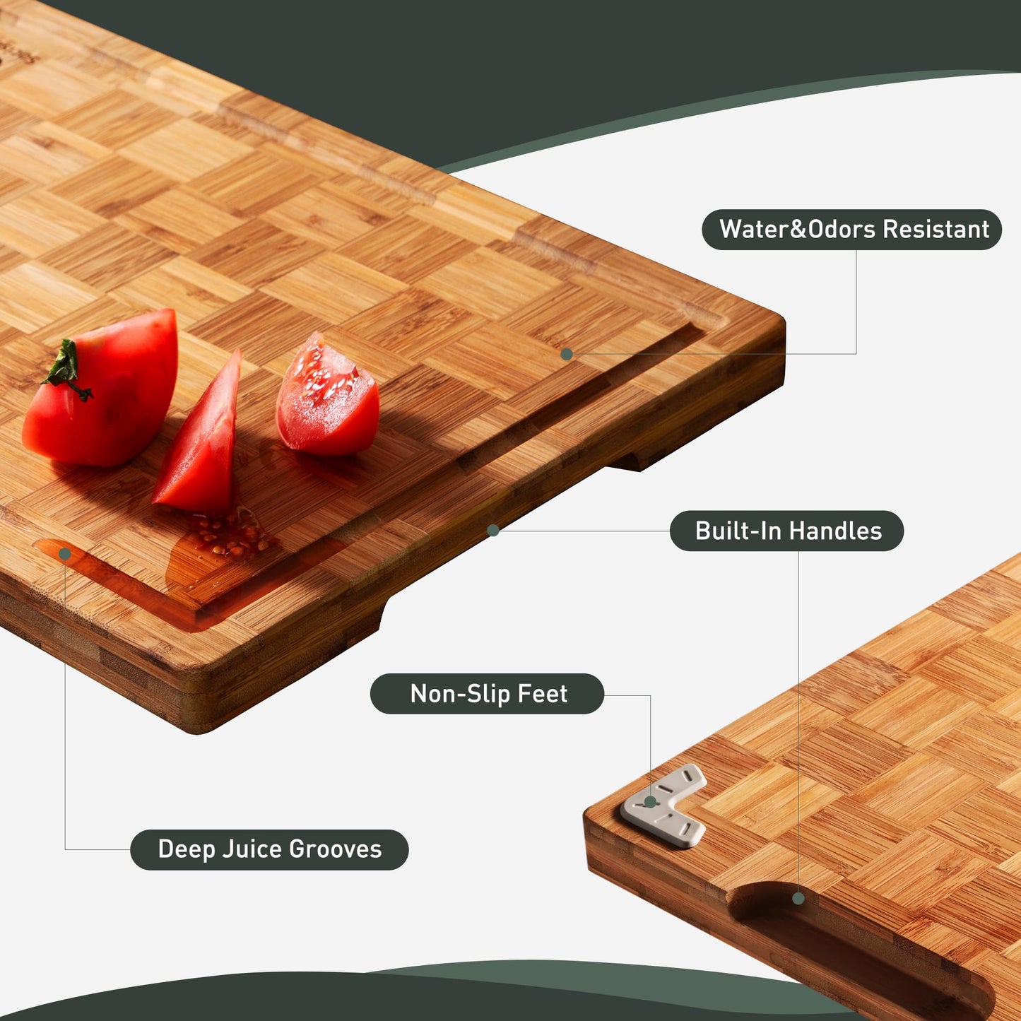 Extra Large Bamboo Cutting Board Non Slip Over Sink Kitchen 2025 First Apartment Essentials Wooden Cutting Board New Home Must Haves Accessories House Warming Decor Housewarming Hostess Host Gifts