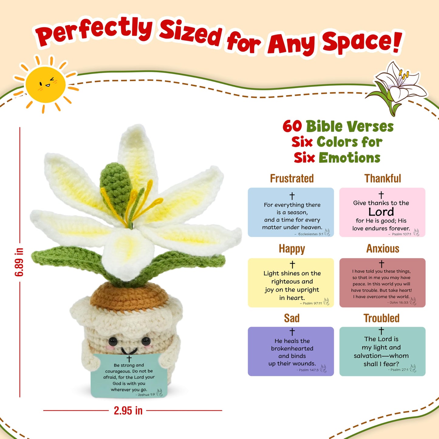 OASSIE Christian Gifts for Women - Positive Crochet Flower with 60 Bible Verses Prayer Cards - Graduation Religious Spiritual Mothers Day Birthday Encouragement Gifts for Women Mom Daughter Her Friend