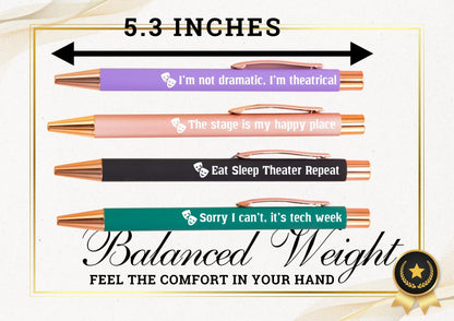 InnoBeta Theater Gifts for Women Men, Ballpoint Pen Set of 4 with Quotes, Musical Broadway Theatre Lover Gift for Friends, Actors