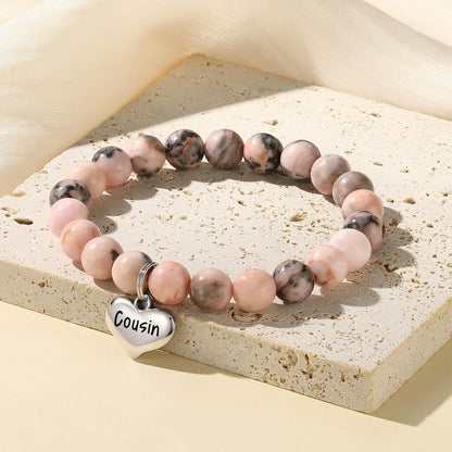 MIXJOY Inspirational Gifts for Women, Heart Charm Pink Elastic Beads Bracelet, Positive Affirmations Get Well Soon Gifts