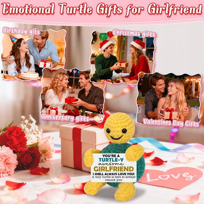 Funny Turtle Girlfriend Love Gifts, Birthday Anniversary Wedding Gift for Girlfriend Her from Boyfriend, Romantic Gift for Girlfriends Present Small Cute Handmade Crochet Decor