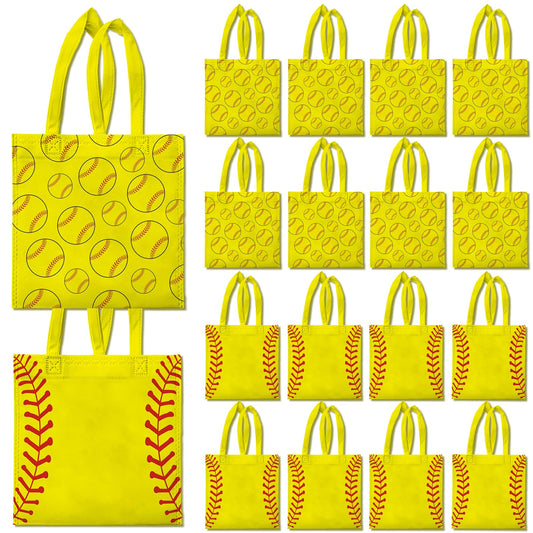 Ertyjikg 20 Pcs Softball Goodie BagsNon-woven Reusable Softball Bag for Sport Theme Birthday Party Supplies