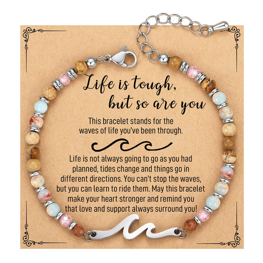 AryaHozel Wave Bracelets for Women, Graduation Gift for Her, Jewelry Gifts for Mom, Daughter, Best Friend, Sister | 13th 21st 30th 40th 50th 60th 70th Birthday Gifts for Women
