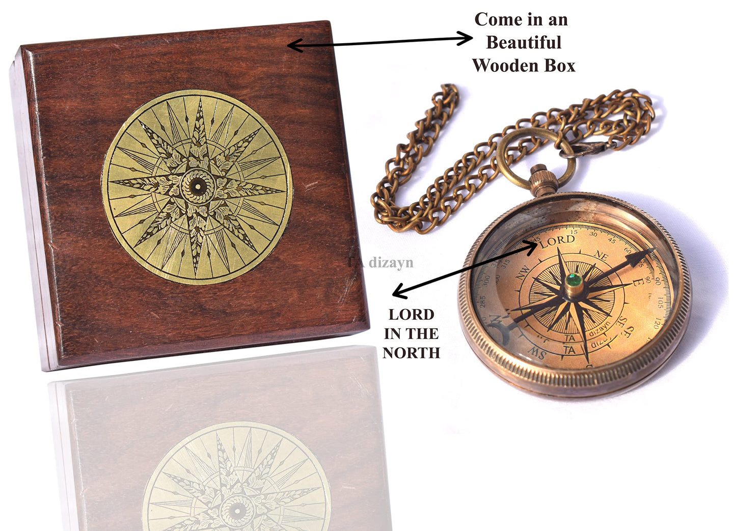 Trust in The Lord With All Your Heart - Proverbs 3:5-6 Quote Engraved Compass With Wooden Box, Greeting Card, Gift Compass, Graduation Day Gifts 2024 for Women Men Boys Girls