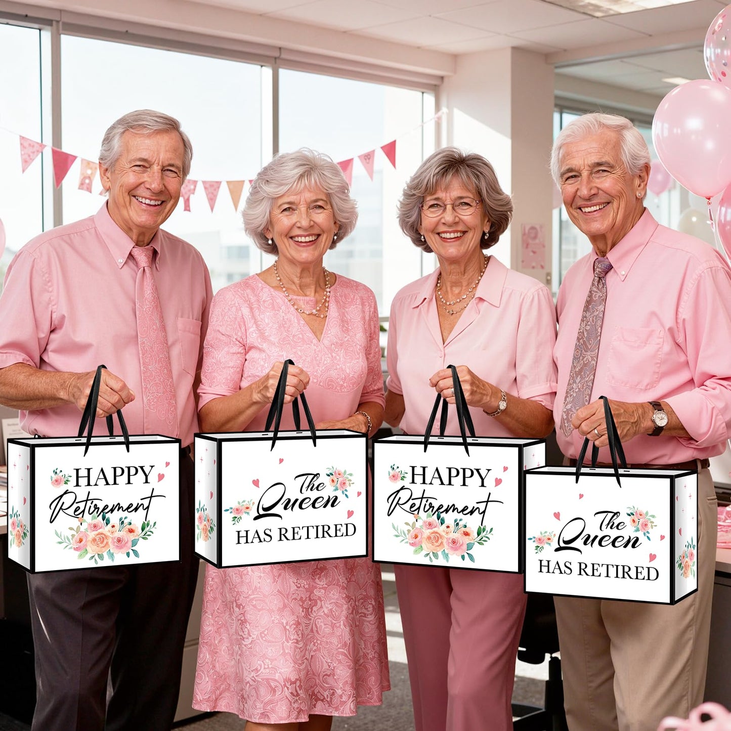 Floral Retirement Gift Bag for Women Pink Retirement Wrapping Paper Funny Retired Gift Bag with Tissue Paper and Card THE QUEEN HAS RETIRED Retired Gifts for Women Farewell Going Away Party Supplies