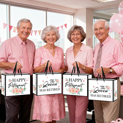Floral Retirement Gift Bag for Women Pink Retirement Wrapping Paper Funny Retired Gift Bag with Tissue Paper and Card THE QUEEN HAS RETIRED Retired Gifts for Women Farewell Going Away Party Supplies