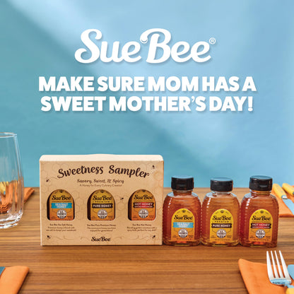 Sue Bee® Sweetness Sampler – 3 Pack Honey Gift Set | Original, Hot & Sea Salt | Pure U.S. Farmed Certified | Gourmet Gift Set for Foodies, Cooking, Tea, Charcuterie & Holiday Gifting 8 Ounce (Pack of 3)